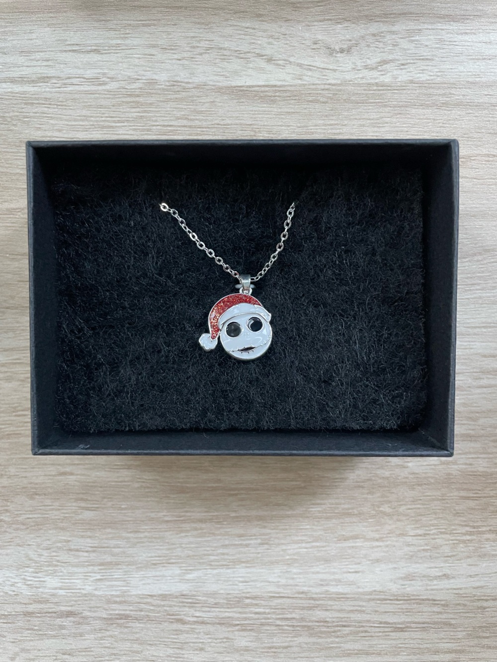 Disney Silver Skull Pendant Necklace with Red Hat Accent